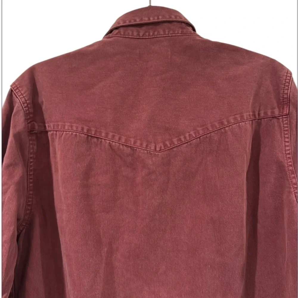True Religion Overdyed Dark Burgundy Western Cotton Shirt Size Small